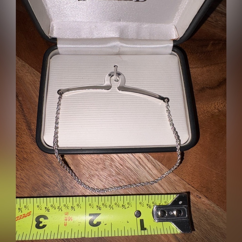 Silver Tone Bar Pendant Tie Chain Stafford Boxed Minimalist Modern - Picture 2 of 3